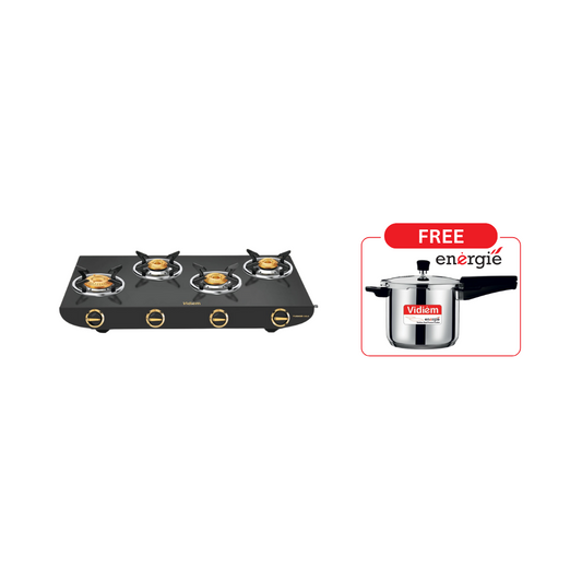 Vidiem TUSKER GOLD 4Burner Gas Stove + Vidiem Energies Pressure Cooker Worth Rs.990 FREE