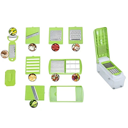 Anjali 12-in-1 Vegetable & Fruit Cutter Dicer | Kitchen Chopper | Unbreakable container |