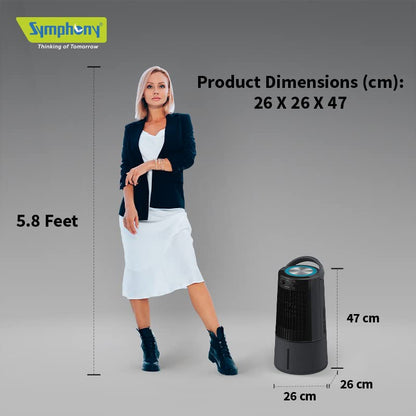 Symphony Duet- i | Personal Tower Cooling Fan | Grey | - Infinia Home and Kitchen