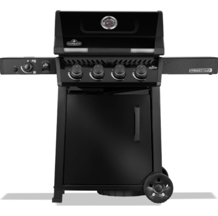Napoleon Freestyle | FP425DSIBPK | Gas BBQ Grill | 4 Burner | Black | Infrared Side Burner | Cast Iron Grids & Storage Door |