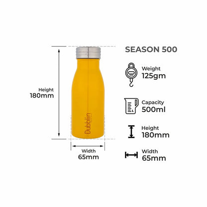 Dubblin Season Stainless Steel water Bottle | 500ml | Yellow |