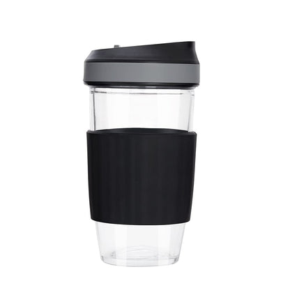 Borosil Glass Travel Mug with Silicone Sleeve | 450 ml | Black |