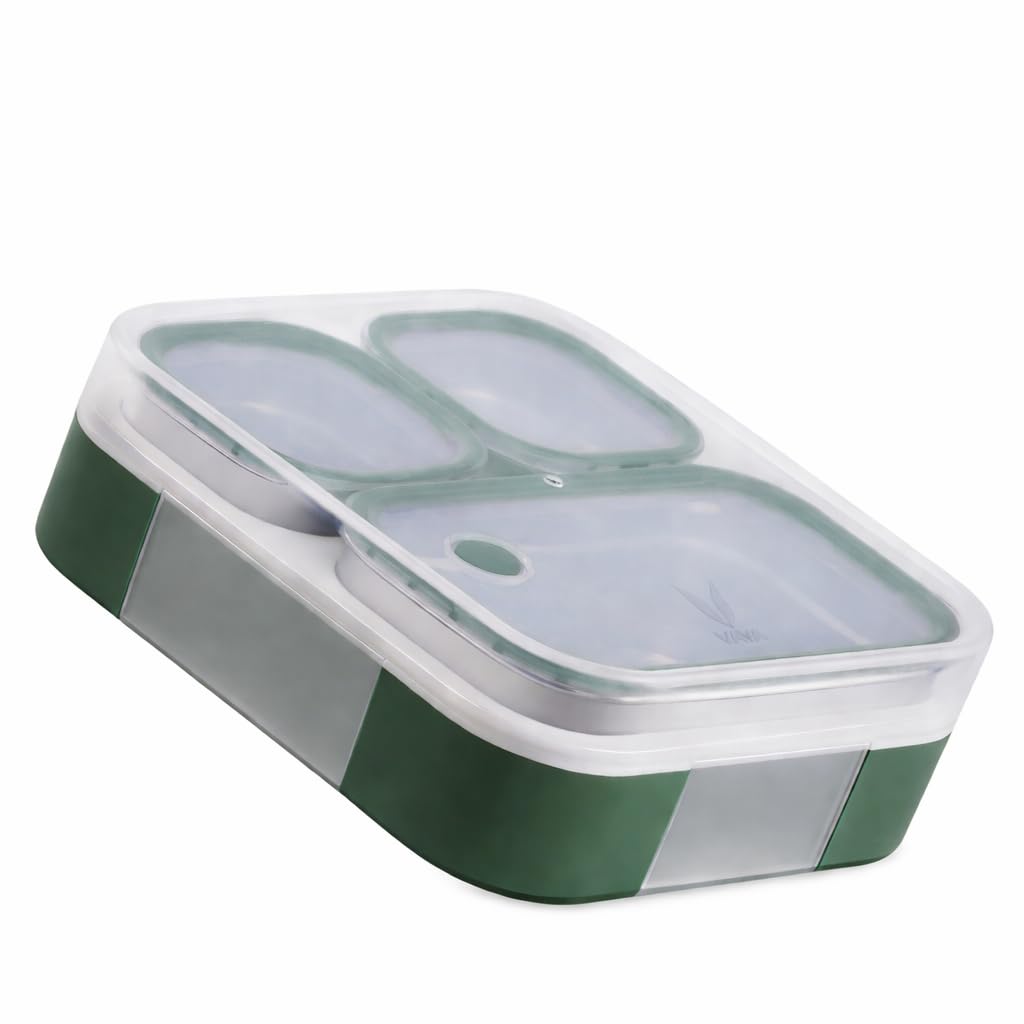 Vaya Tydbyt Lunch Box with 3 Stainless Steel Containers | Travel Friendly | Compact |