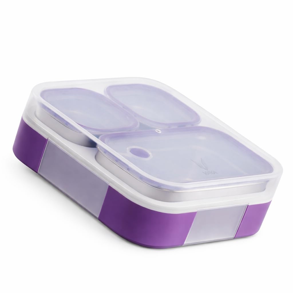 Vaya Tydbyt Lunch Box with 3 Stainless Steel Containers | Travel Friendly | Compact |