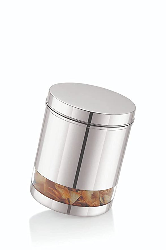 Serene Twister Stainless Steel Transparent Container Jar.