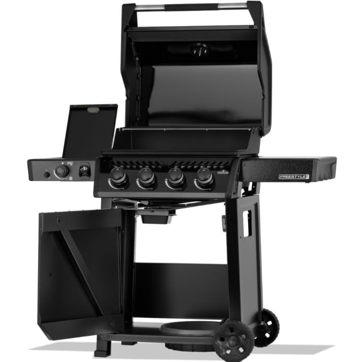 Napoleon Freestyle | FP425DSIBPK | Gas BBQ Grill | 4 Burner | Black | Infrared Side Burner | Cast Iron Grids & Storage Door |