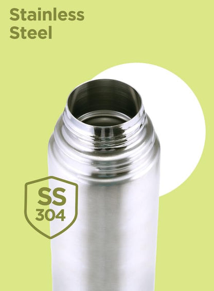 Milton Flip Lid Thermosteel | 1 Ltr | Leak Proof | Hot & Cold | Silver |
