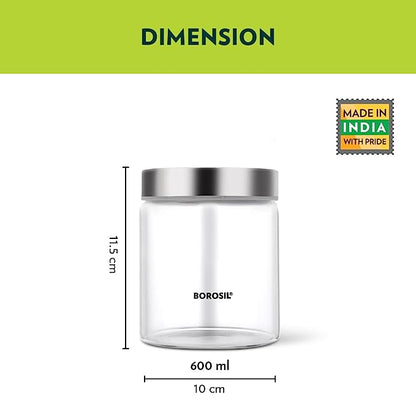 Borosil Endura Glass Jar 600 ml