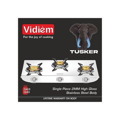 Vidiem Tusker Gas Stove 3 Burner Gas Stove | Manual Ignition | SS