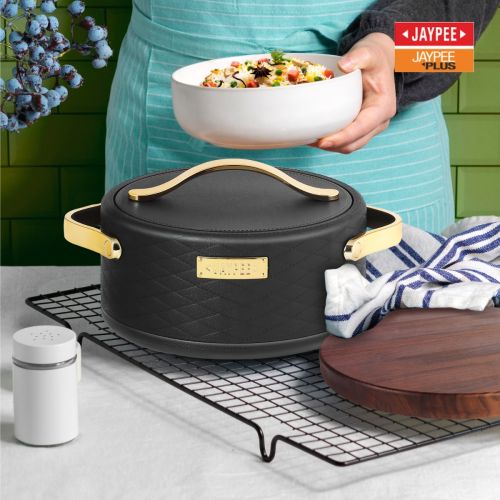 Jaypee Luxura Inner Stainless Steel Casserole | 1500ml | Black | Unique Design | Hot Case |