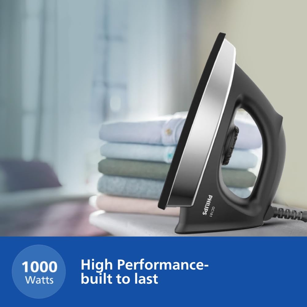 Philips GC181 Heavy Weight Dry Iron | Black | 1000-Watt |