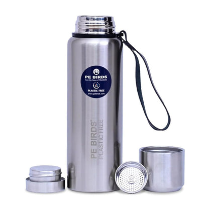 PE Birds Stainless Steel Vacuum Insulated Flask | 1000ml | Silver |