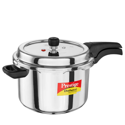 Prestige Stainless Steel Deluxe Alpha Pressure Cooker | 6.5 L | Outer Lid | 10 Year Warranty |