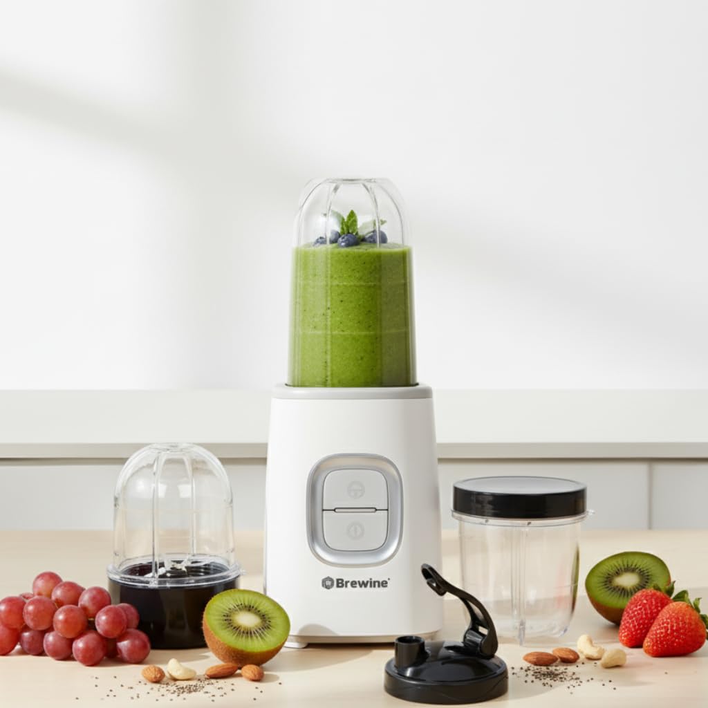 Brewine Nutrifit Blender TORA 500 | 2 Storage Lids & 1 Sipper Lid | White |