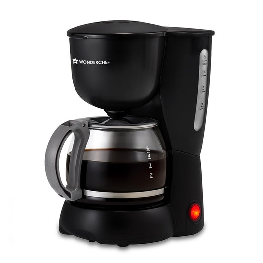 Wonderchef Veneto Brew Coffee Machine | 550W | 600ml | Brew 6 Cups a time | Black |
