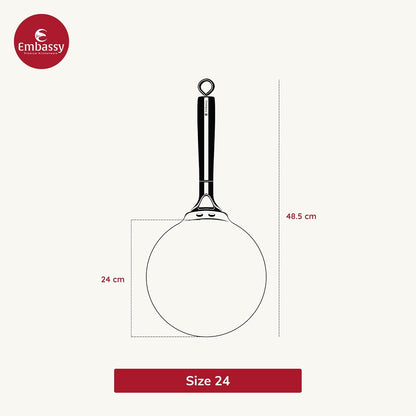 Embassy Touchstone Cast Iron Roti Tawa with Wooden Handle | Induction & gas Stove Compatible |