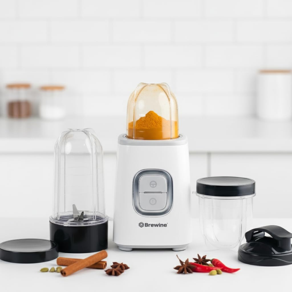 Brewine Nutrifit Blender TORA 500 | 2 Storage Lids & 1 Sipper Lid | White |