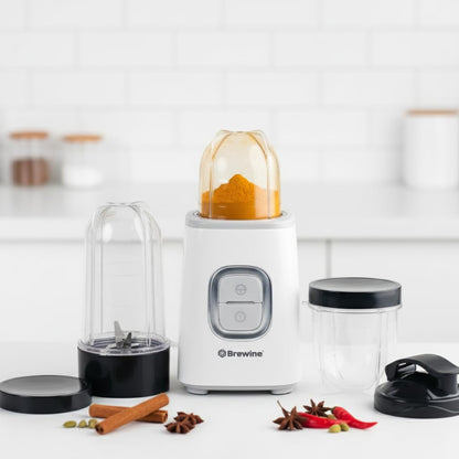 Brewine Nutrifit Blender TORA 500 | 2 Storage Lids & 1 Sipper Lid | White |