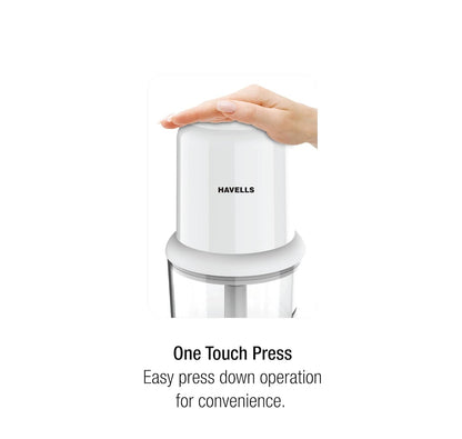 Havells Coral Chopper | 200W | Electric Vegetable Chopper for Kitchen | 750ml Bowl | One-Touch Operation |