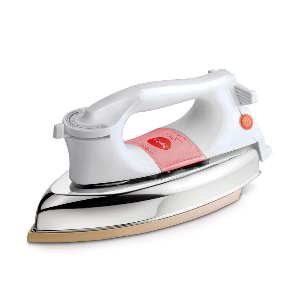 Pigeon Gale Heavy Weight Dry Iron | 1000 Watts | Wrinkle Free | White and Gold |