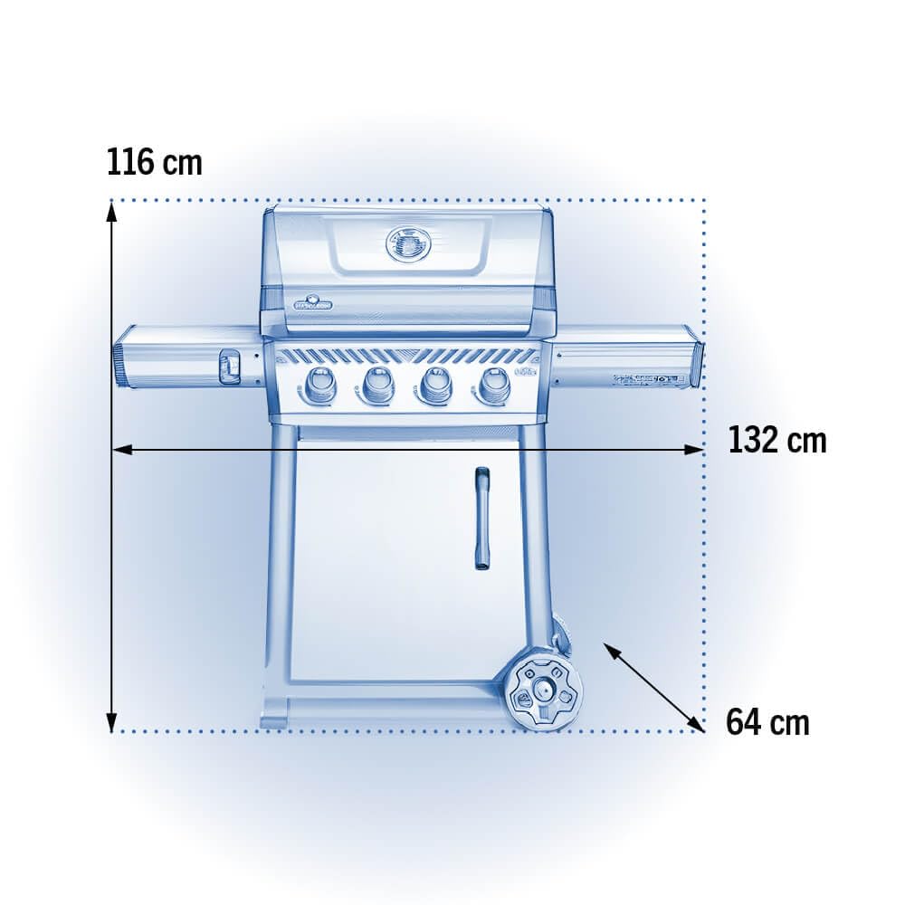 Napoleon Freestyle | FP425DSIBPK | Gas BBQ Grill | 4 Burner | Black | Infrared Side Burner | Cast Iron Grids & Storage Door |