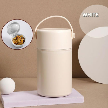 Clevora Vacuum Insulated Stainless Steel | Food Jar | 500 ml | Carry Handle | Hot & Cold |