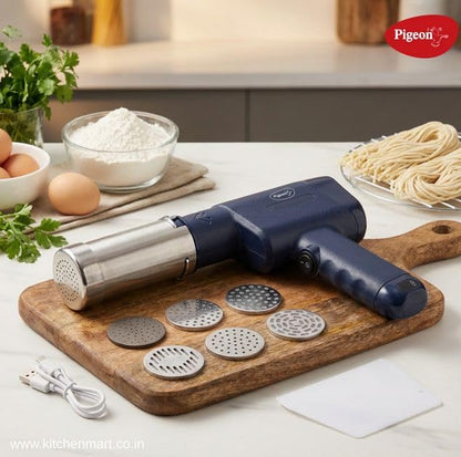 Pigeon Electric Rechargeable Idiyappam and Noodle Maker | Pasta Machine | 7 Molds |