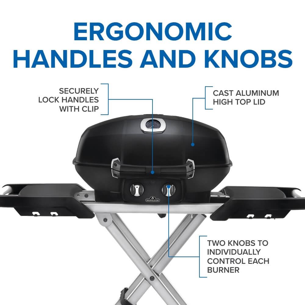 Napoleon TravelQ | PRO285X | Portable | Gas Grill | Foldable Scissor Cart | Black | 2 Burners |
