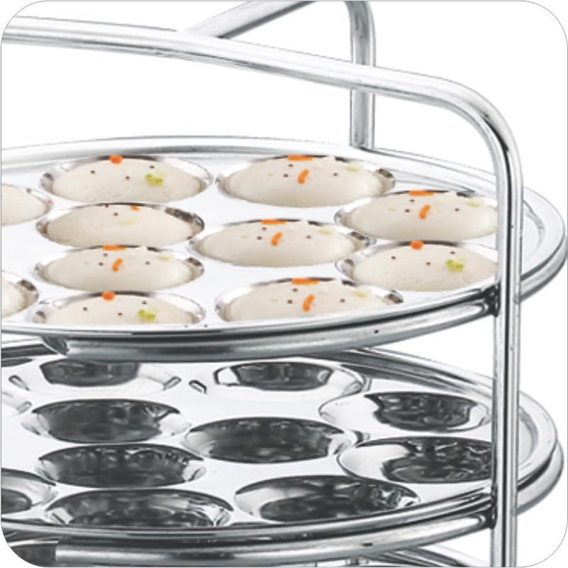 JVL Stainless Steel Thatte Idly Maker | 5 Thatte Idly,| 5 Idiyappam/Dhokla | 5 Mini Idly |