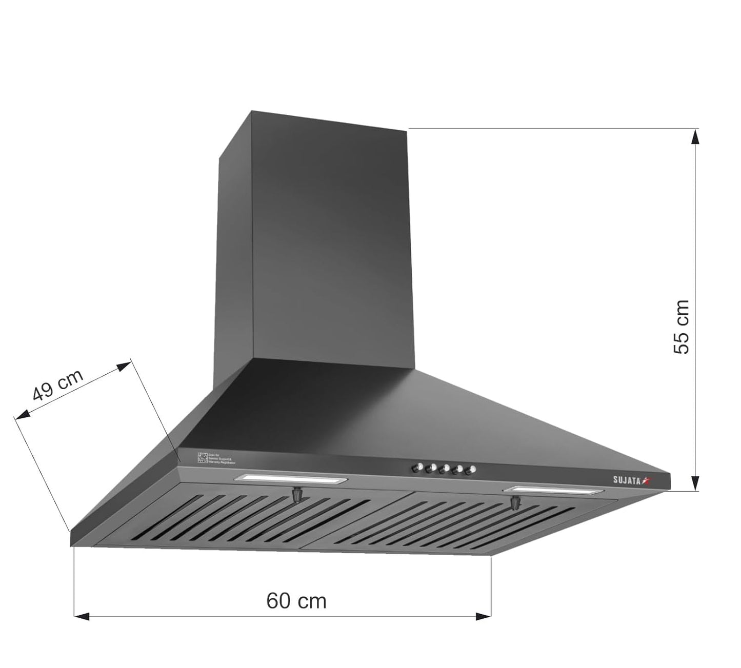 Sujata Jade 60 cm Chimney| Kitchen Chimney For Home | Dual Baffle Filter | High Air Suction |