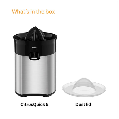 Braun Quick 5 Citrus Juicer | 60 W | Black | Smart Pulp Control |