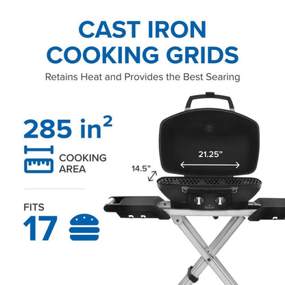 Napoleon TravelQ | PRO285X | Portable | Gas Grill | Foldable Scissor Cart | Black | 2 Burners |