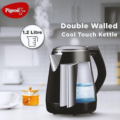Pigeon Spark Double Wall Kettle | Stainless Steel Interior | 1.2 Litre | 1500 Watts | Black |