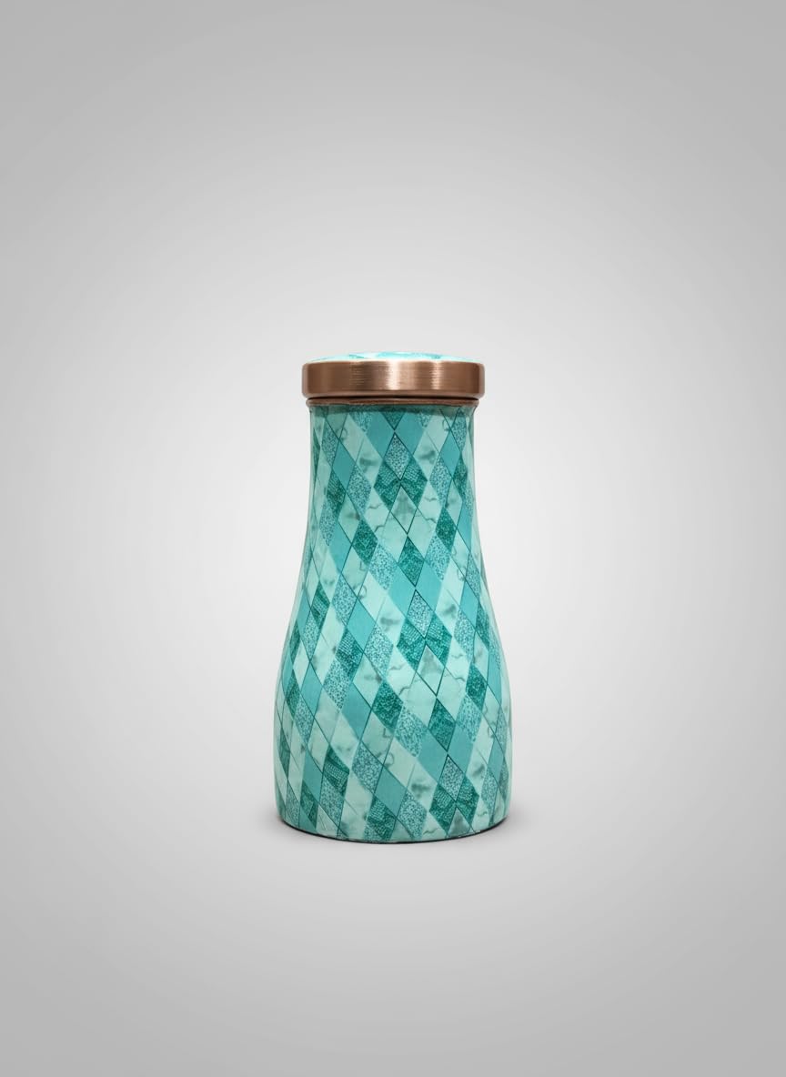 Buy Pipal Copper Pot | 500 ml | Green Crystal | Unique Look |