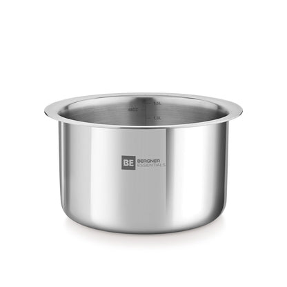 Bergner Essential Tri-Ply Stainless Steel Tope | Easy to Clean | Even Heat Distribution |