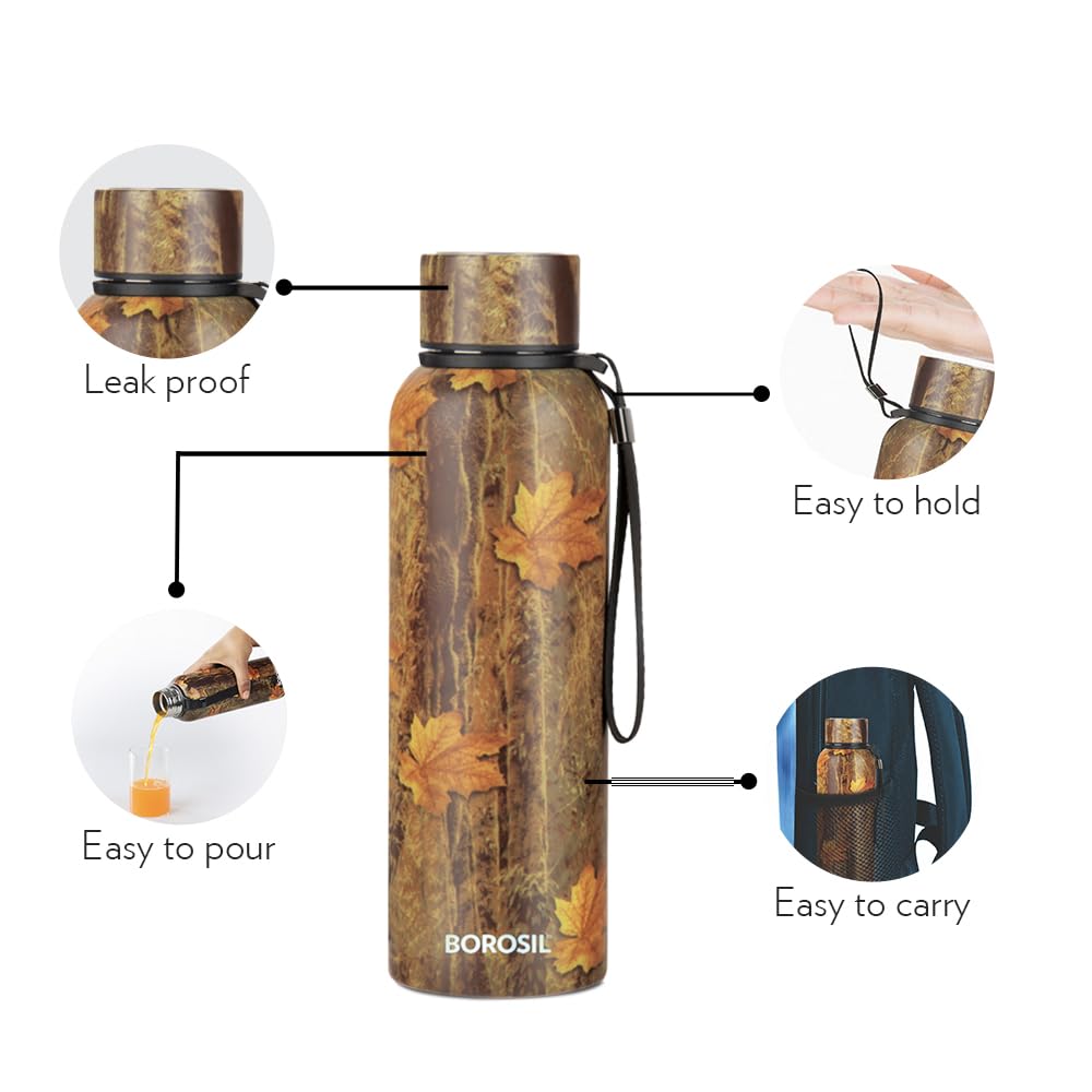 Borosil Hydra Trek Stainless Steel Water Bottle | 700ml | Mapple |