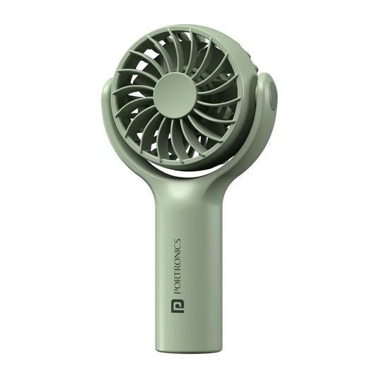 Portronics Toofan Mini Portable Rechargeable Fan | Green | 3 Speed Modes | Lightweight |