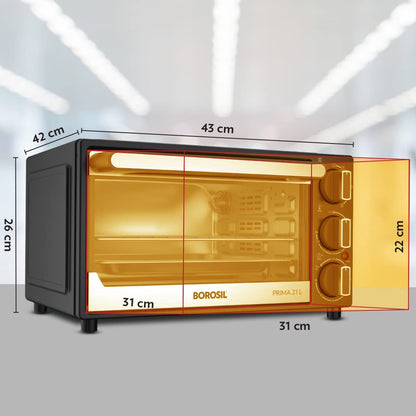 Buy Borosil Prime Oven Toaster Griller| 21 Litre | Black |