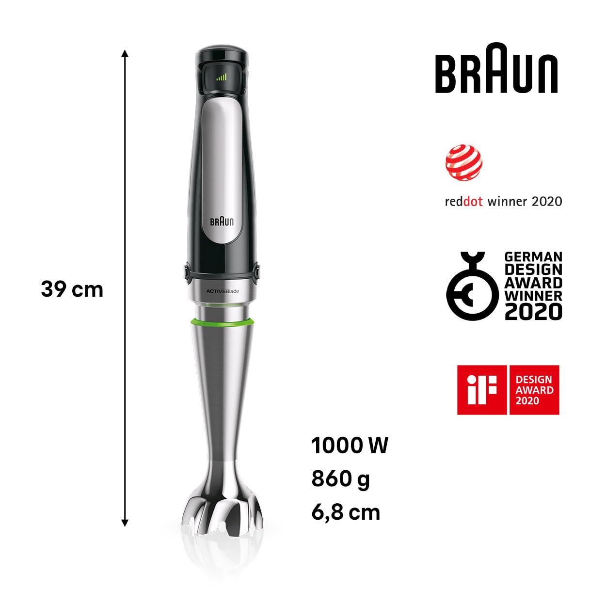 MultiQuick 7 Hand Blender with Beaker | 1000W | Black
