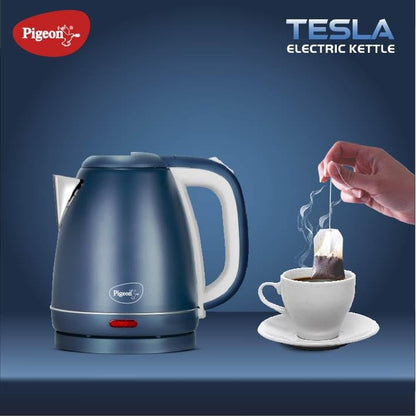 Pigeon Tesla Electric Stainless Steel Kettle | 1.5 Litre | Matte Blue | 1300 W | Auto Shut Off |