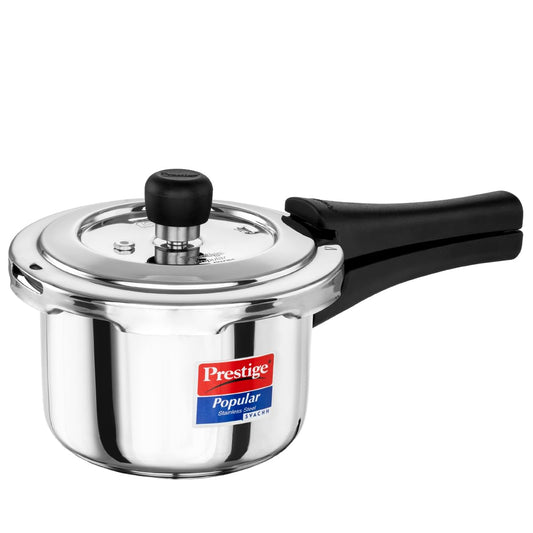 Prestige Popular Svachh Stainless Steel Cooker | 1.5 Litre | Spillage Control | ISI Ceritfied|
