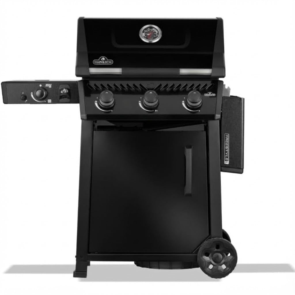 Napoleon Freestyle 365 | Flame Side Burner | Black | LPG Gas | BBQ Grill | 3 Burner | Outdoor Barbecue |