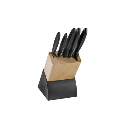 Tramontina Plenus 6-Piece Stainless Steel Knife Set with Wooden Holder | Dishwasher Safe | Kitchen Knife Set with Ergonomic Handles |