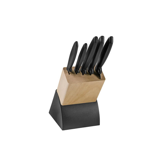 Tramontina Plenus 6-Piece Stainless Steel Knife Set with Wooden Holder | Dishwasher Safe | Kitchen Knife Set with Ergonomic Handles |