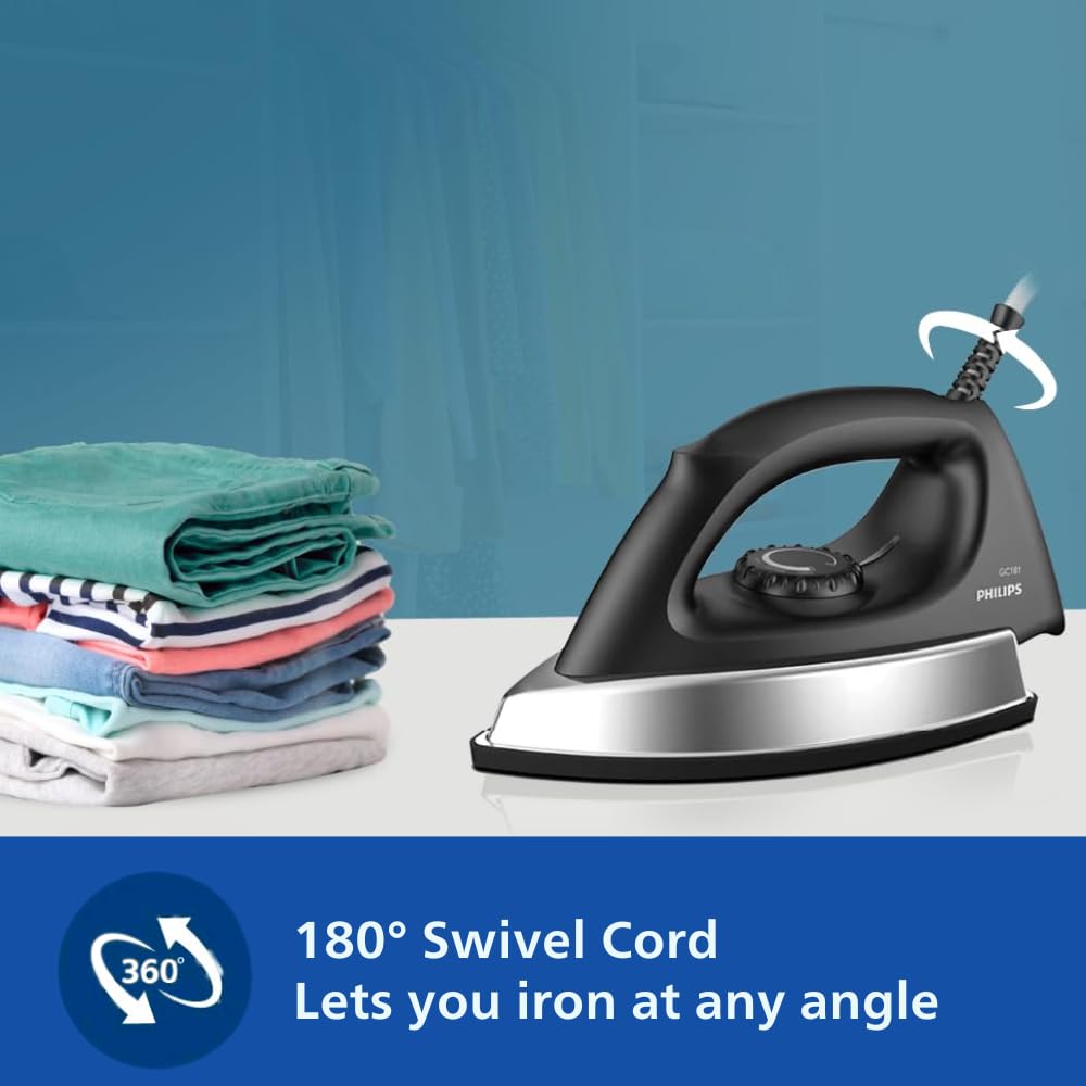 Philips GC181 Heavy Weight Dry Iron | Black | 1000-Watt |