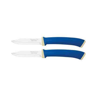 Tramontina Felice  2-Piece Vegetable & Fruit Knife Set | Stainless Steel Blades | Dishwasher Safe | Kitchen Knives with Ergonomic Blue Handles |