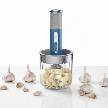 Brewine USB Cordless Vegetable Chopper & Garlic Peeler | 400 ml | 3 Mini Bowls Included |
