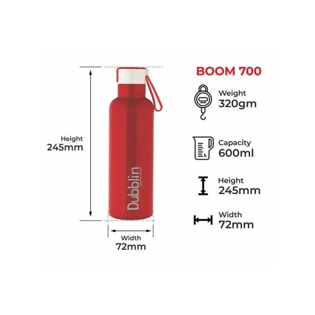 Dubblin Boom Stainless Steel Water Bottle | Red | 700ml |