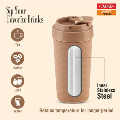 JAYPEE Luxip Sipper Pu Insulated Inner Stainless Steel | 385ml | Brown |