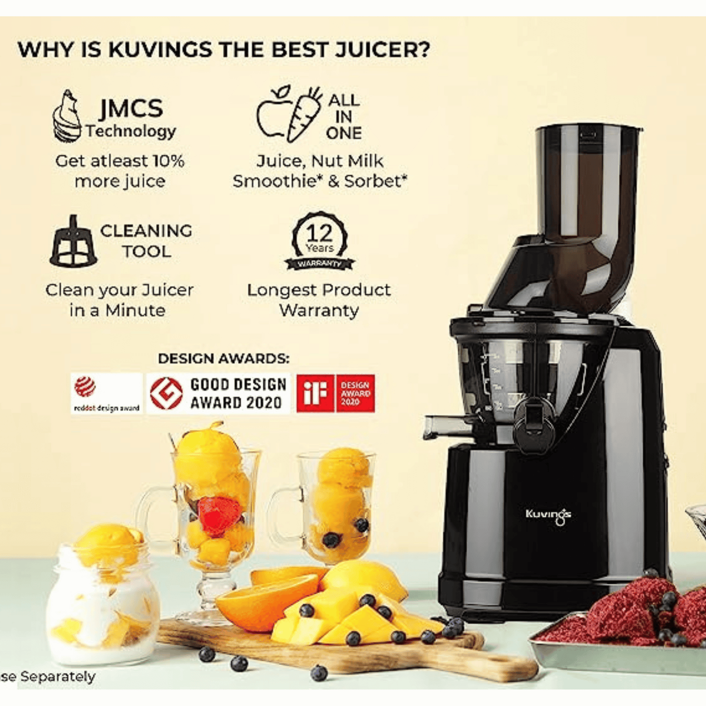 Kuvings Cold Press Whole Slow Juicer | B1700 Black